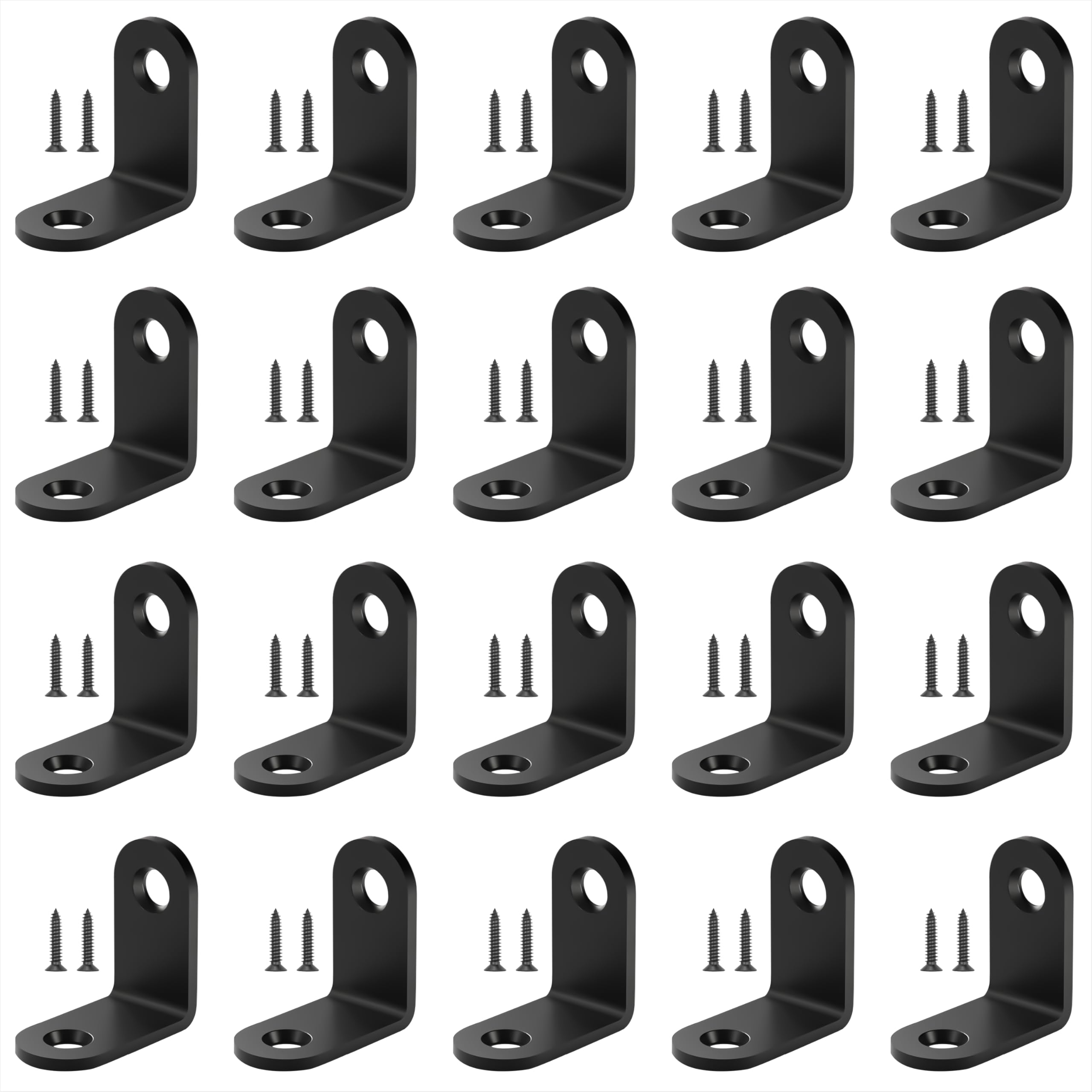Corner Brace 90 Degree L Shape Angle Brackets Stainless Steel Corner Bracket with Screws for Wood Furniture Shelve Window Cabinet Fixing Repairing 20pcs Black (30x30mm, Black)