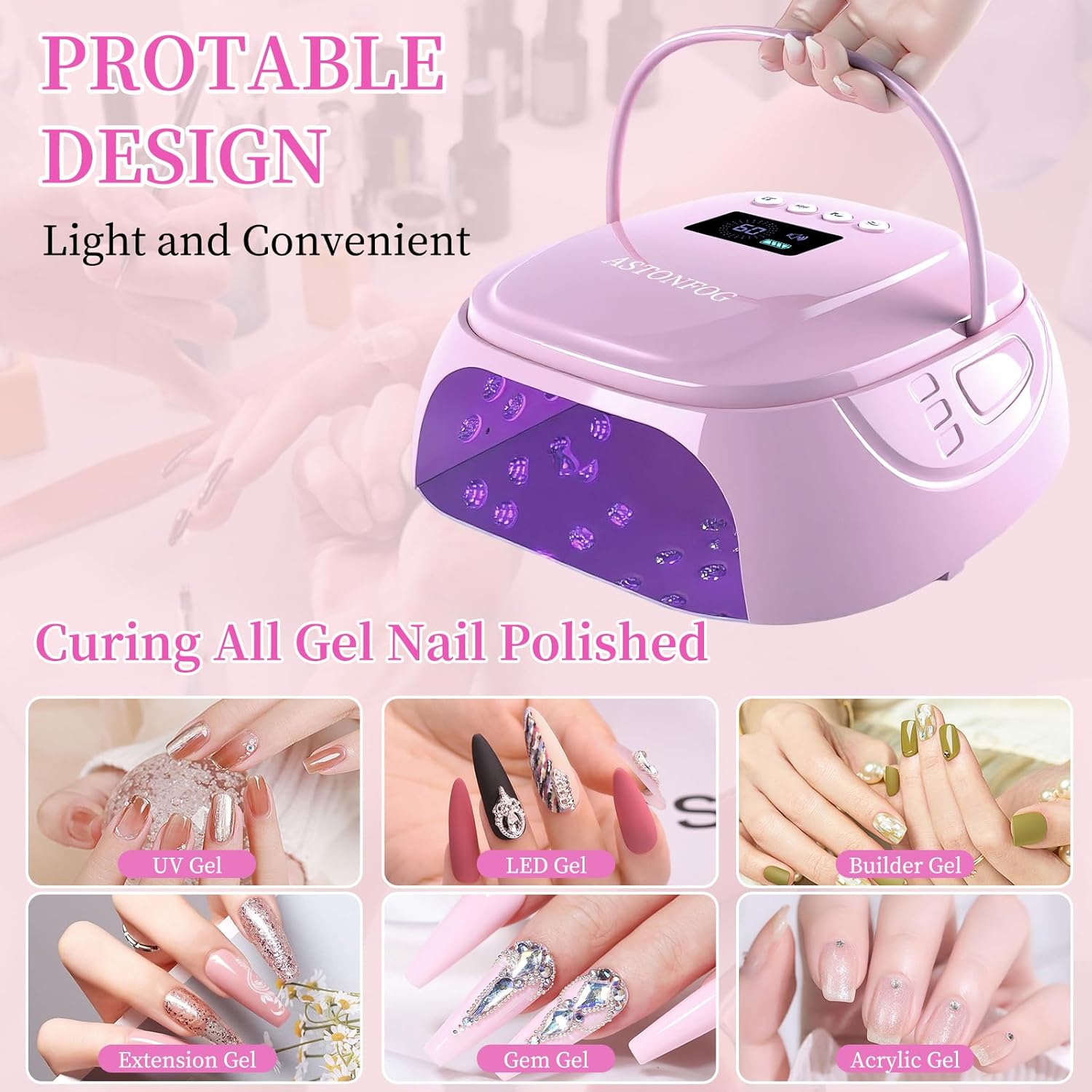 126W UV LED Nail Lamp for Gel Polish Cordless Rechargeable Nail Dryer,Nail Cure Lamp with Automatic Sensor & 4 Timers, Portable Professional Nail Light