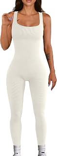 Women's Yoga Ribbed One Piece Tank Tops Rompers Sleeveless Exercise Jumpsuits