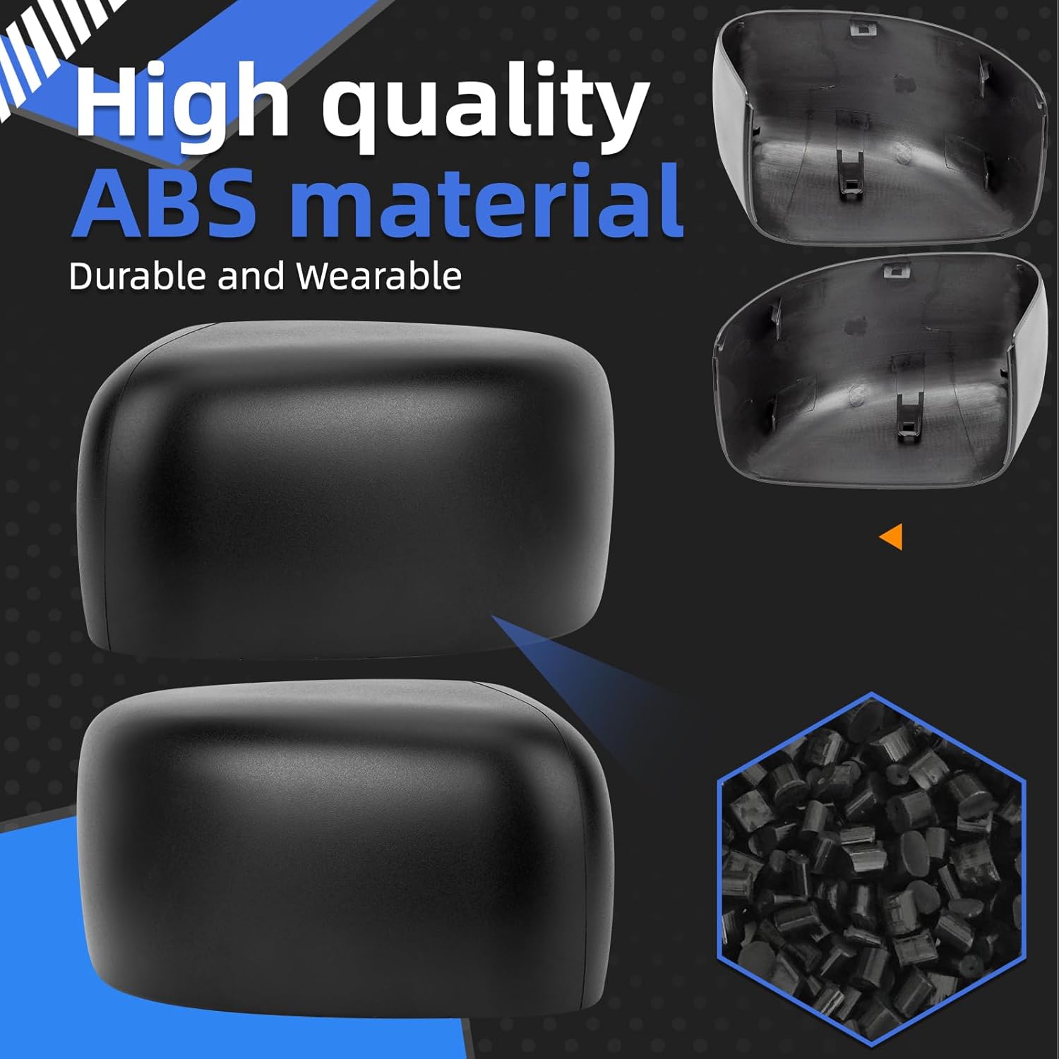 Driver & Passenger Side Mirror Cover Replacement for Jeep Renegade 2015 2016 2017 2018 2019 - Left & Right Side Mirror Covers, Rear View Mirror Cap Accessories Textured, Without Lamp