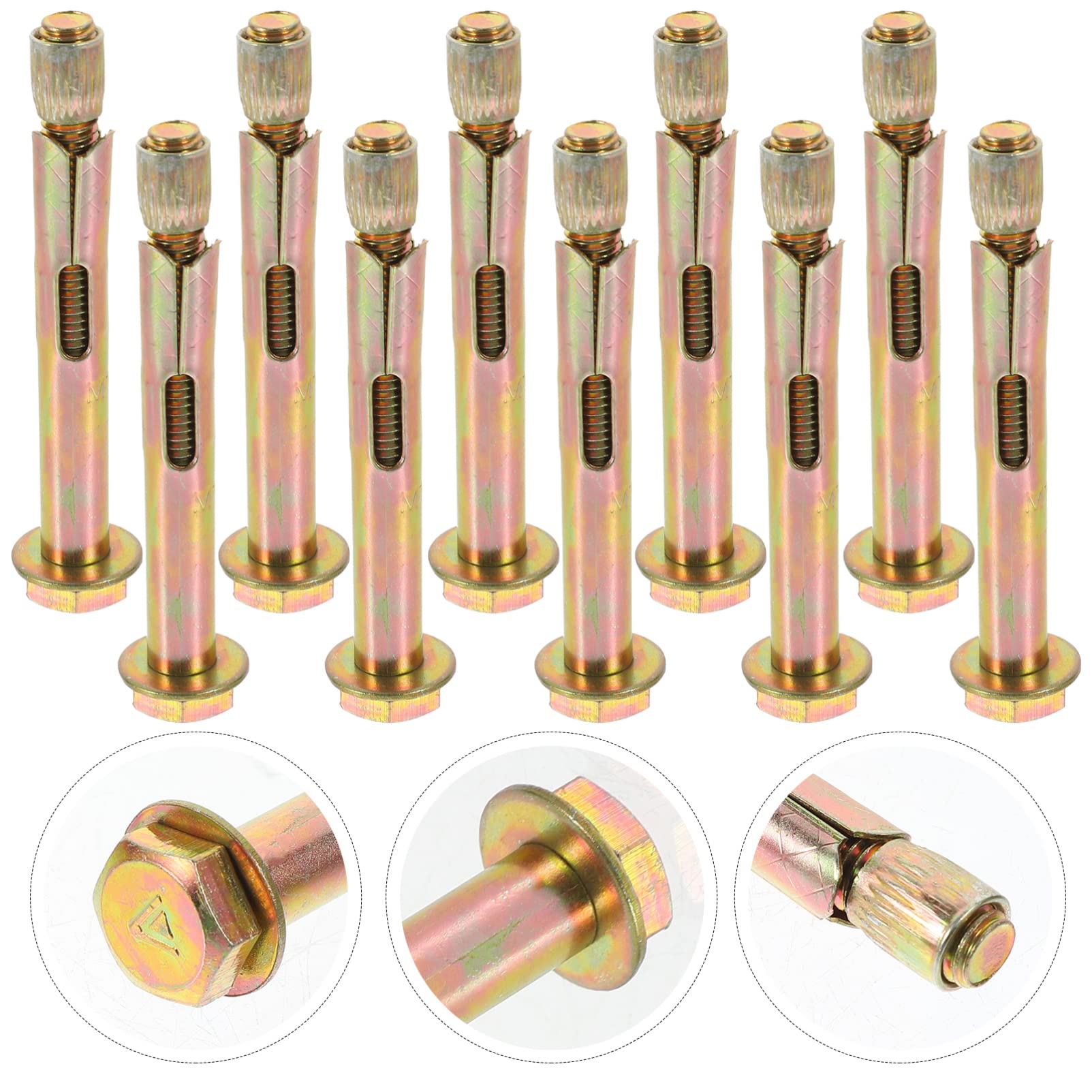 VILLCASE 10pcs M8 Expansion Bolt Carbon Steel Drop in Anchors Carbon Steel Concrete Anchors Professional Concrete Knurled Anchors Concrete Anchors Kit Suite Internal Expansion M10