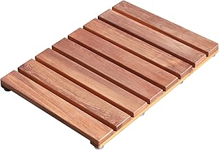 Teak Shower Mat, (24"x17"; 8LB) Wood Bath Mat for Bathroom, Outdoor Non-Slip Wooden Floor Mats for Spa or Sauna (Style B)