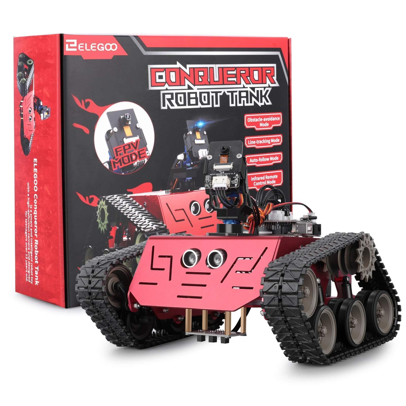 ELEGOO Smart Robot Tank Kit kompatybilny z Arduino IDE zestaw klocków elektronicznych z UNO R3, czujnik ultradźwiękowy, moduł Bluetooth, moduł kamery, robot samochodowy, zabawka dla dzieci