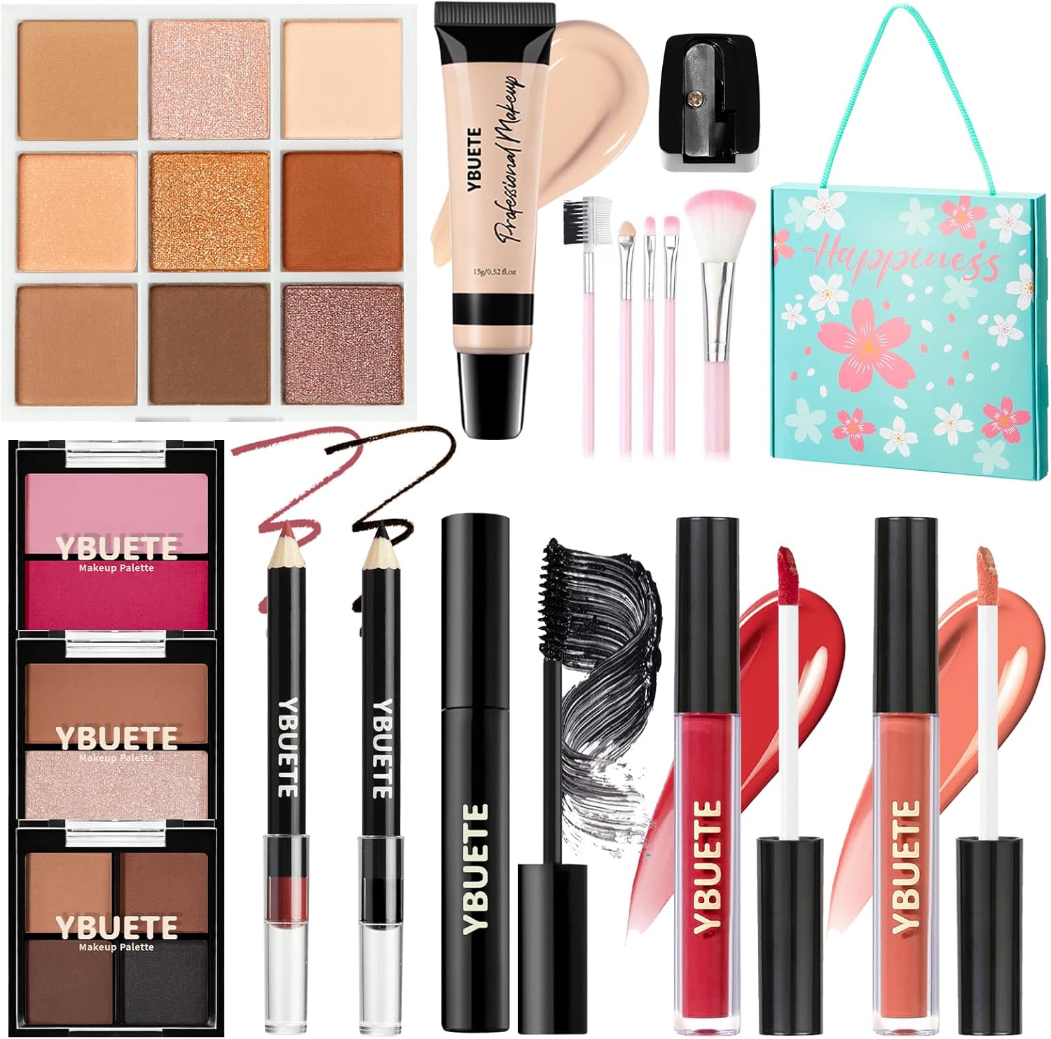 YBUETE Makeup Kit for Teens Girls Women, Travel Makeup Kit,Portable Makeup Present Set for Beginners & Professionals, Cosmetic Bundle Include Foundation Eyeshadow Palette Lipstick Eyeliner Mascara