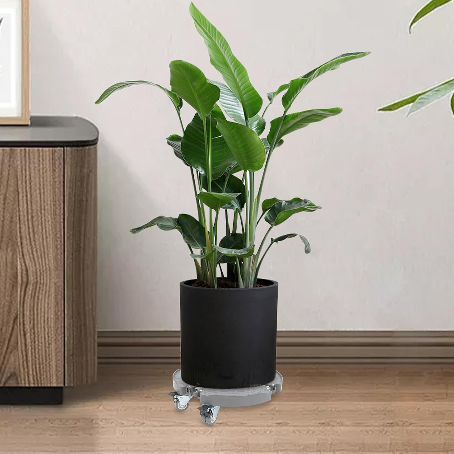 VICASKY Movable Plant Saucer with Wheels Rolling Planter Base Heavy Duty Plastic Flower Pot Tray Indoor Outdoor Plant Caddy Trolley for Garden and Home Use