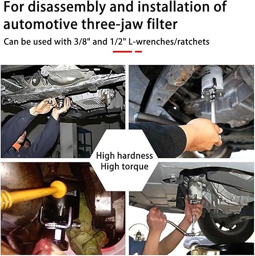 Miniatura 6 de AUCELI Llave universal para filtro de aceite, herramienta de extracción de filtro de aceite ajustable de 3 mandíbulas, rango de 2 pulgadas a 4-14