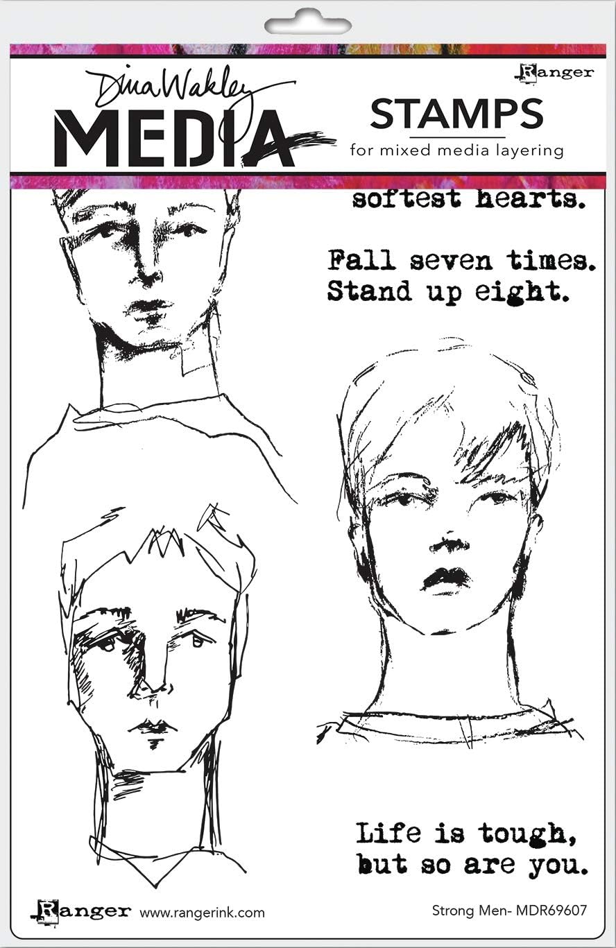 Dina Wakley Media Cling Stamps 6"X9"-Strong Men