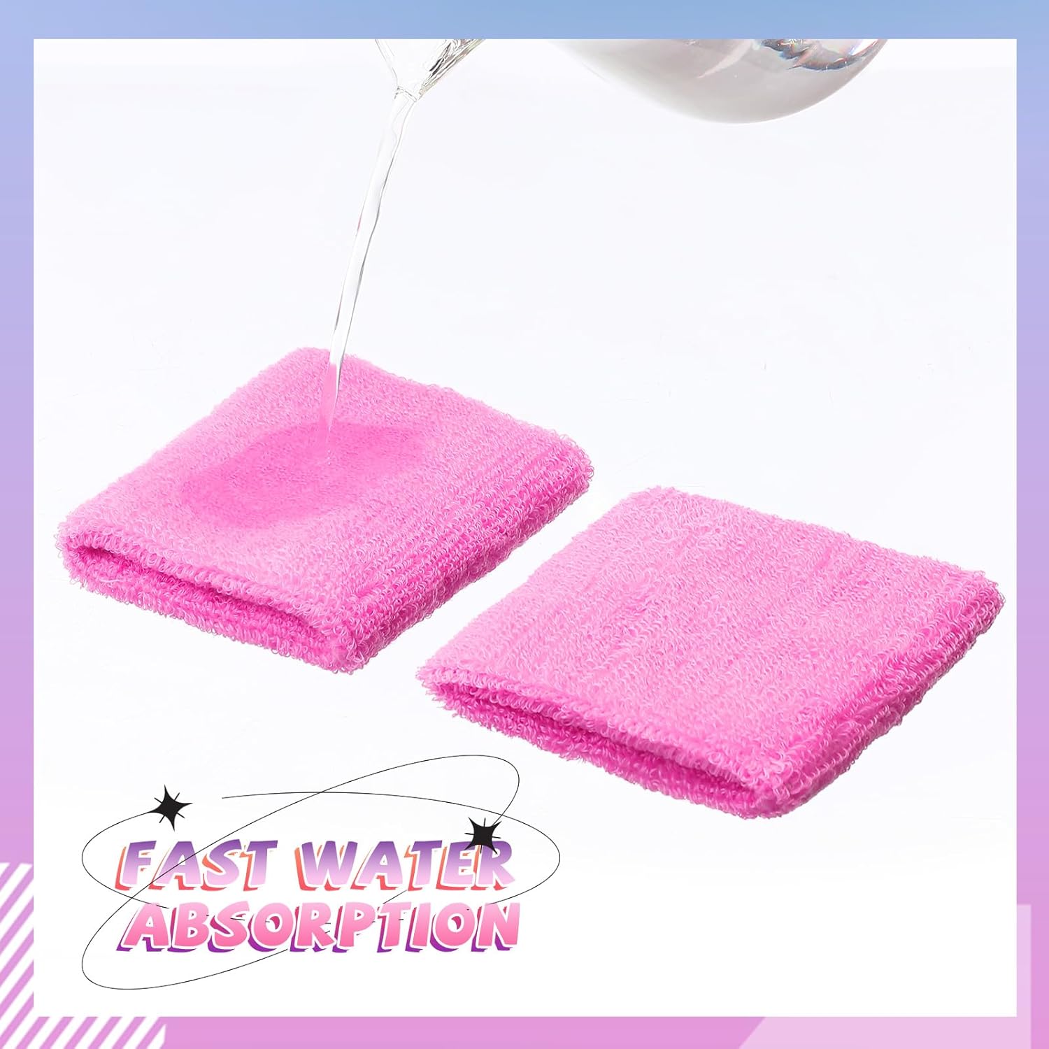 WILLBOND 8 Pack Wrist Sweatbands Sports Wristbands Tennis Sweatbands Neon 80s Thick Cotton Gymnastics Sweat Band International Sports Athletic Wristband for Men Women Party Supplies - Image 6