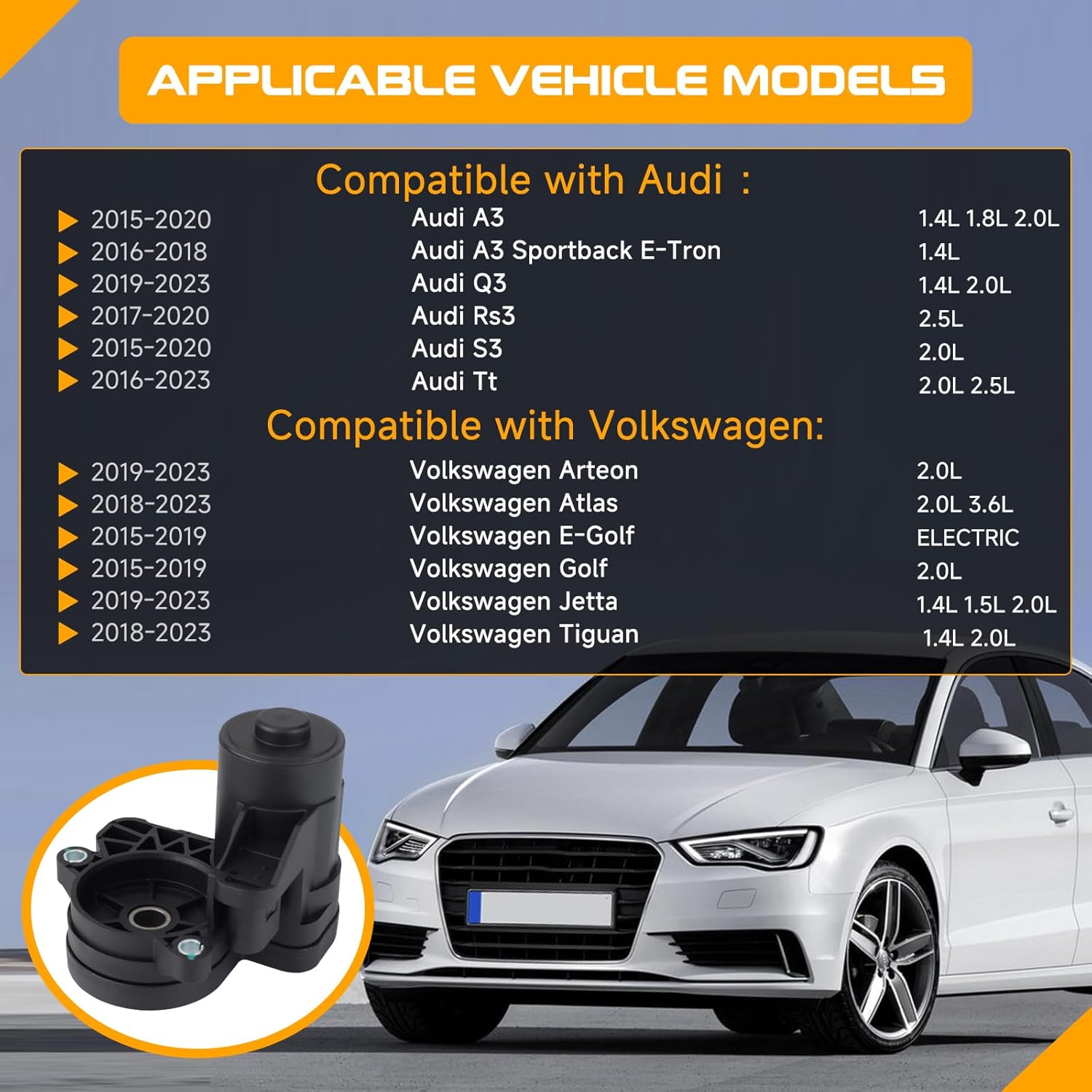 8V0998281A Left & Right Parking Brake Actuator Motor Fit for Volkswagen Jetta/Tiguan/Atlas/Arteon/E-Golf for Audi A3/Tt/S3/Rs3/Q2L/A3 Sportback Replace 8V0998281 (8V0998281A)