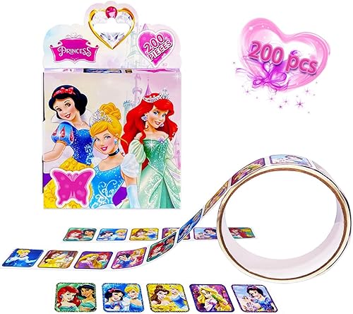 Miniatura 7 de Paquete de 2 calcomanías de princesa de Disney princesa para niños en 10 diseños 400 calcomanías autoadhesivas para laptop botella de agua teléfono