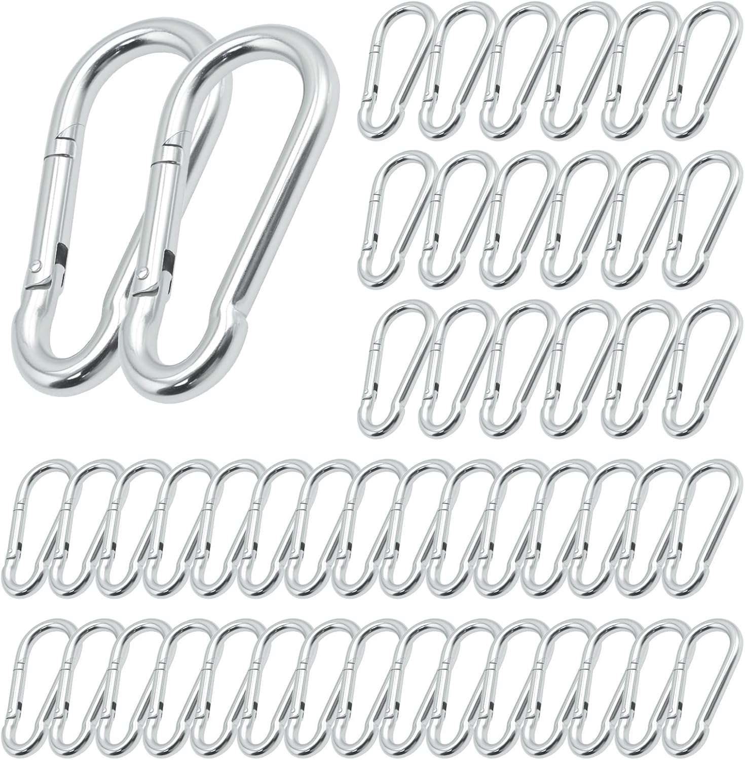 EATAKWARD 50pcs/100pcs 5/16 Inch Heavy Duty Safety Buckles M8 Spring Snap 3-Inch Galvanized Steel Safety Buckle Clip Chain Quick Links Safety Connector for Hammocks Swings Gym Outdoor Equipment Rowing
