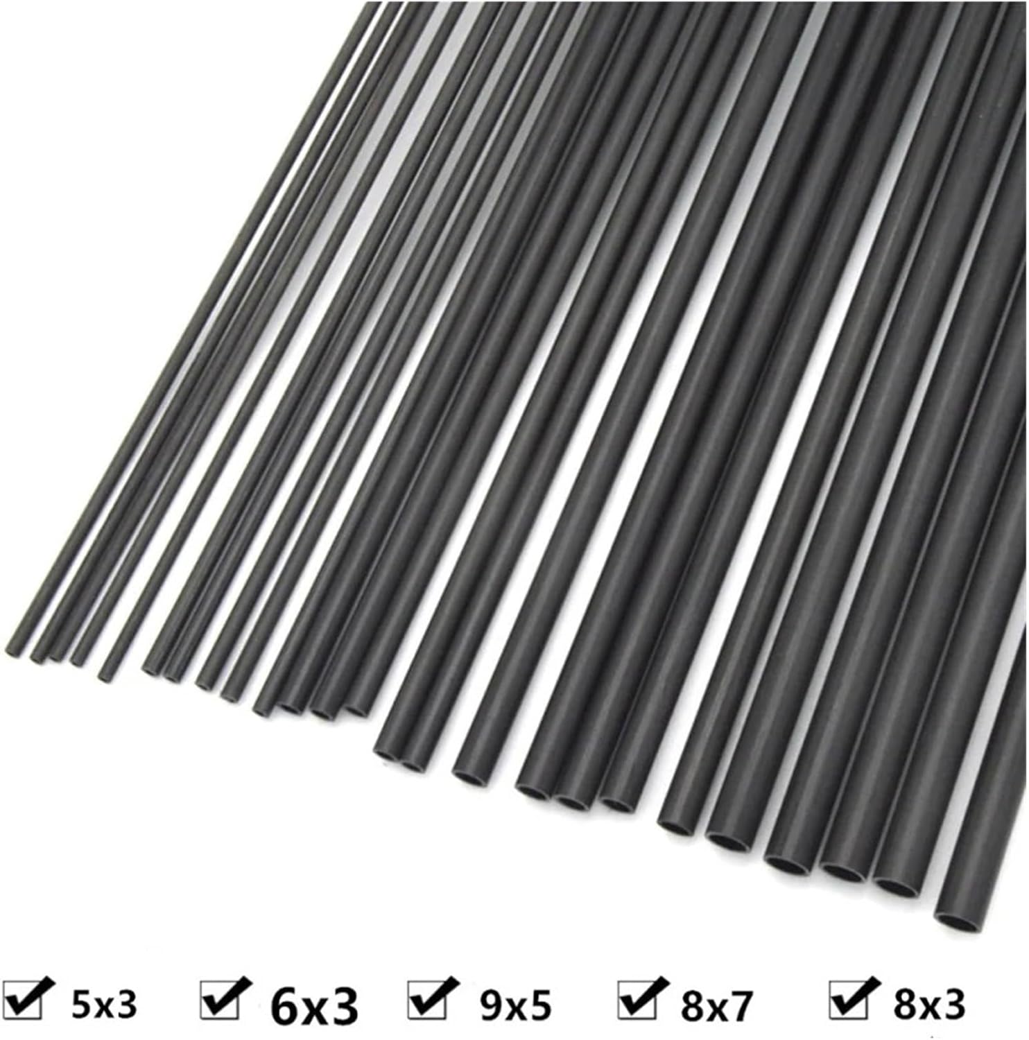 5x3 6x3 8x7 8x3 9x5 Carbon Fiber Tube/Round Hollow RC Airplane Support Frame(6x3x202mm 1pcs)