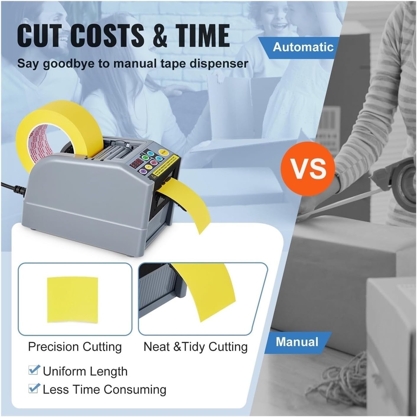 Tape Dispenser, Automatic Tape Cutting Machine Paper Cutter Packaging Slitting for Shipping, Schools