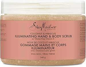 Shea Moisture Illuminating Hand &amp; Body Scrub for dull skin Coconut &amp; Hibiscus gluten free 340 g