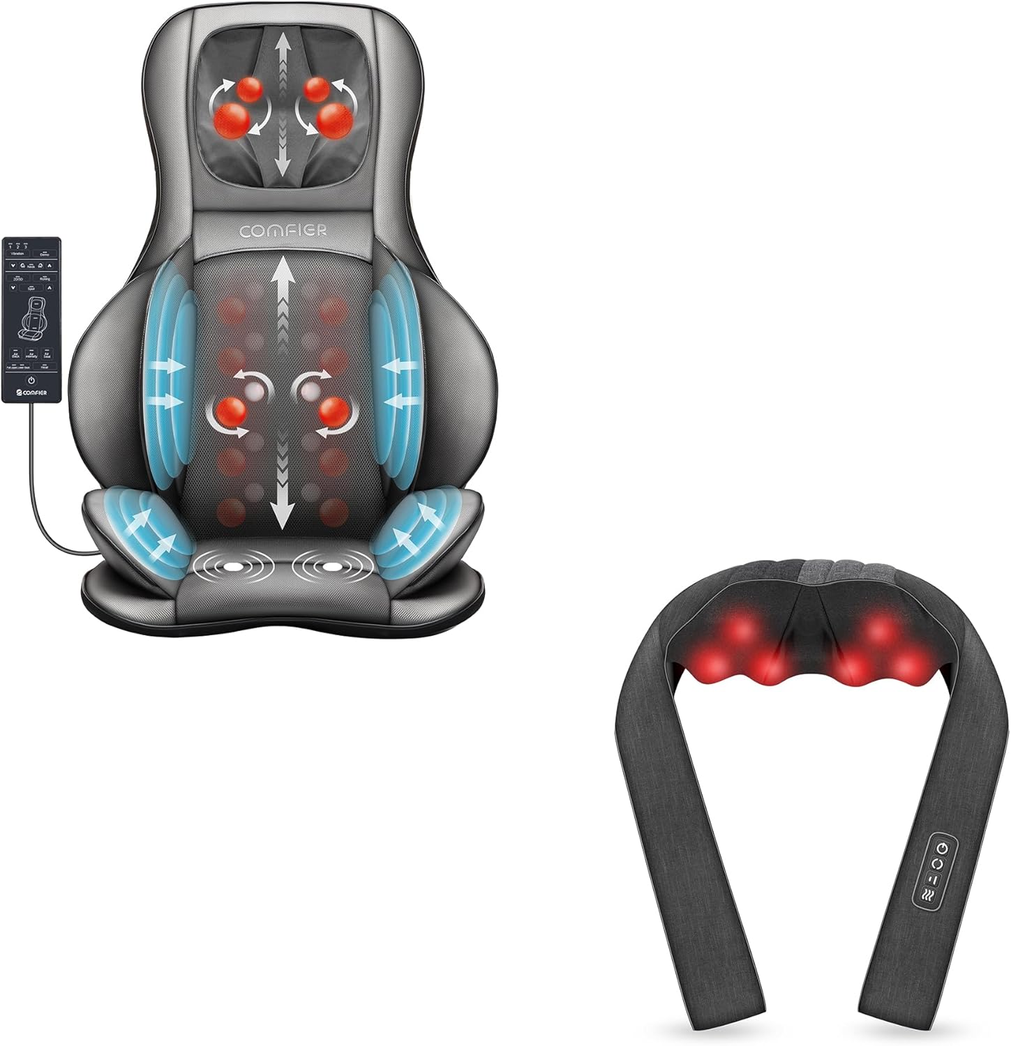 COMFIER Neck and Back Massager with Heat,Shiatsu Massage