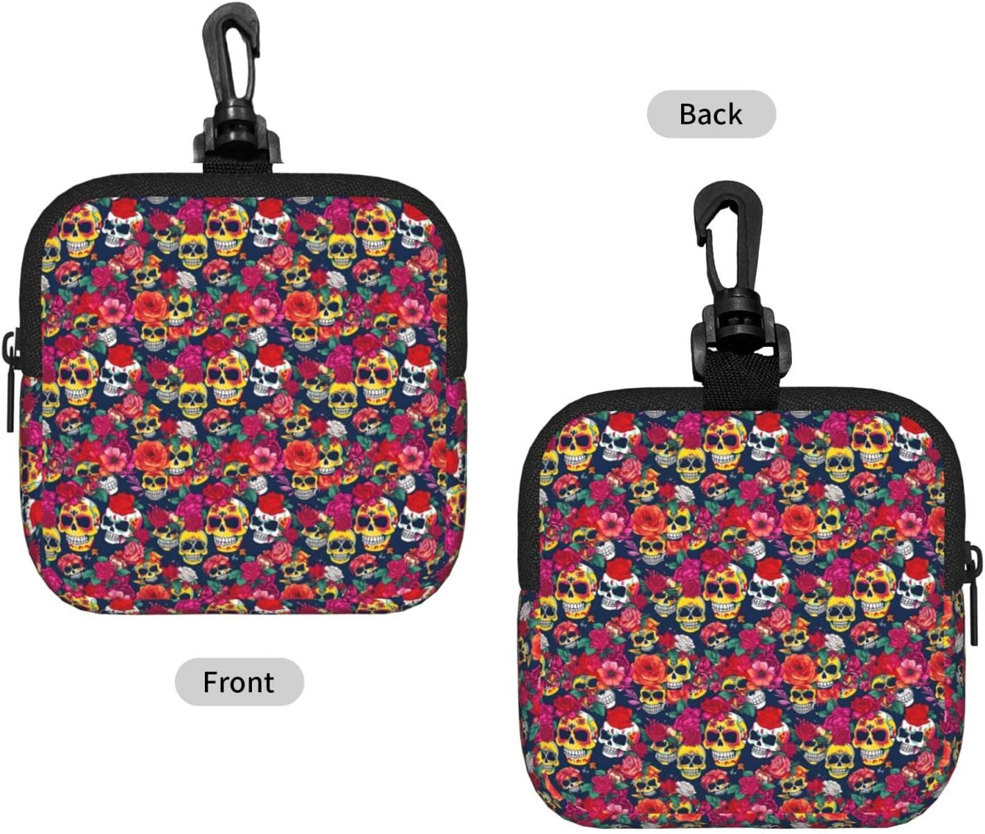 Sugar And Skulls And Flowers Print Versatile Square Storage Bag Travel Organizer Pouch Toiletry Home Office Gift image 2