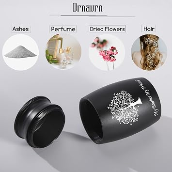 Urns for Brother Ashes, 2.8 High Small Funeral Cremation Urns, Handcrafted Black Memorial Keepsake Urn, Engraved My Brother My Friend & Tree of Life Decorative Urn for Sharing