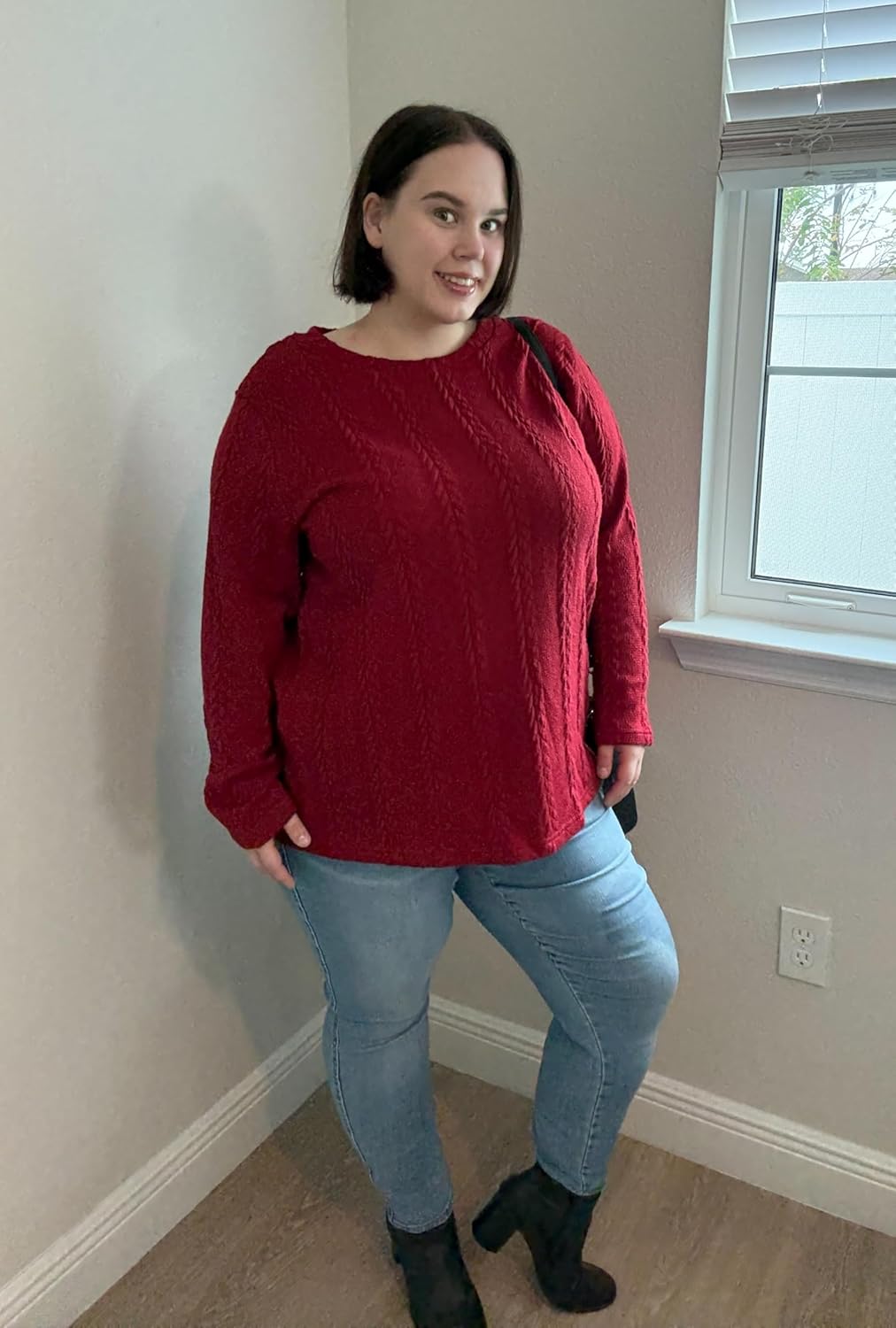 RITERA Plus Size Womens Tops Cable Knit Sweaters Casual Long Sleeve Lightweight Pullover Sweater Tops XL-5XL - Image 5