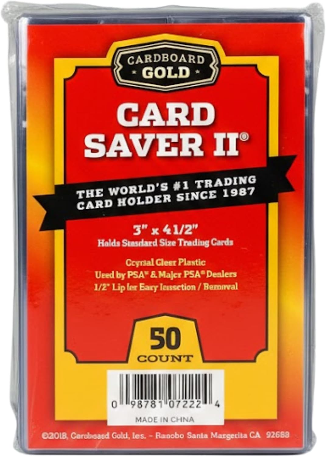 Cardboard Gold Card Saver 2 - Semi-Rigid Card Holder 3x4 for Trading Cards - PSA & Collector Approved - Secure Fit for Gaming, Baseball & Sports Cards - 1000-Pack