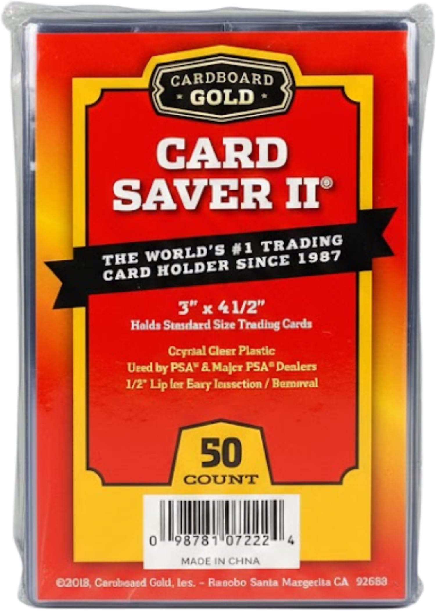 Cardboard Gold Card Saver 2 - Semi-Rigid Card Holder 3x4 for Trading Cards - PSA & Collector Approved - Secure Fit for Gaming, Baseball & Sports Cards - 100-Pack