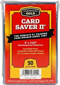 Cardboard Gold Card Saver 2 - Semi-Rigid Card Holder 3x4 for Trading Cards - PSA & Collector Approved - Secure Fit for Gaming, Baseball & Sports Cards - 50-Pack