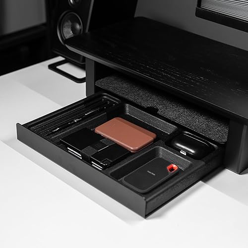 Miniatura 3 de Raico Sistema de Soporte para Monitor de Escritorio Cabina Estante Configuración de Pantalla Doble Madera Unidad Organizadora de Accesorios de