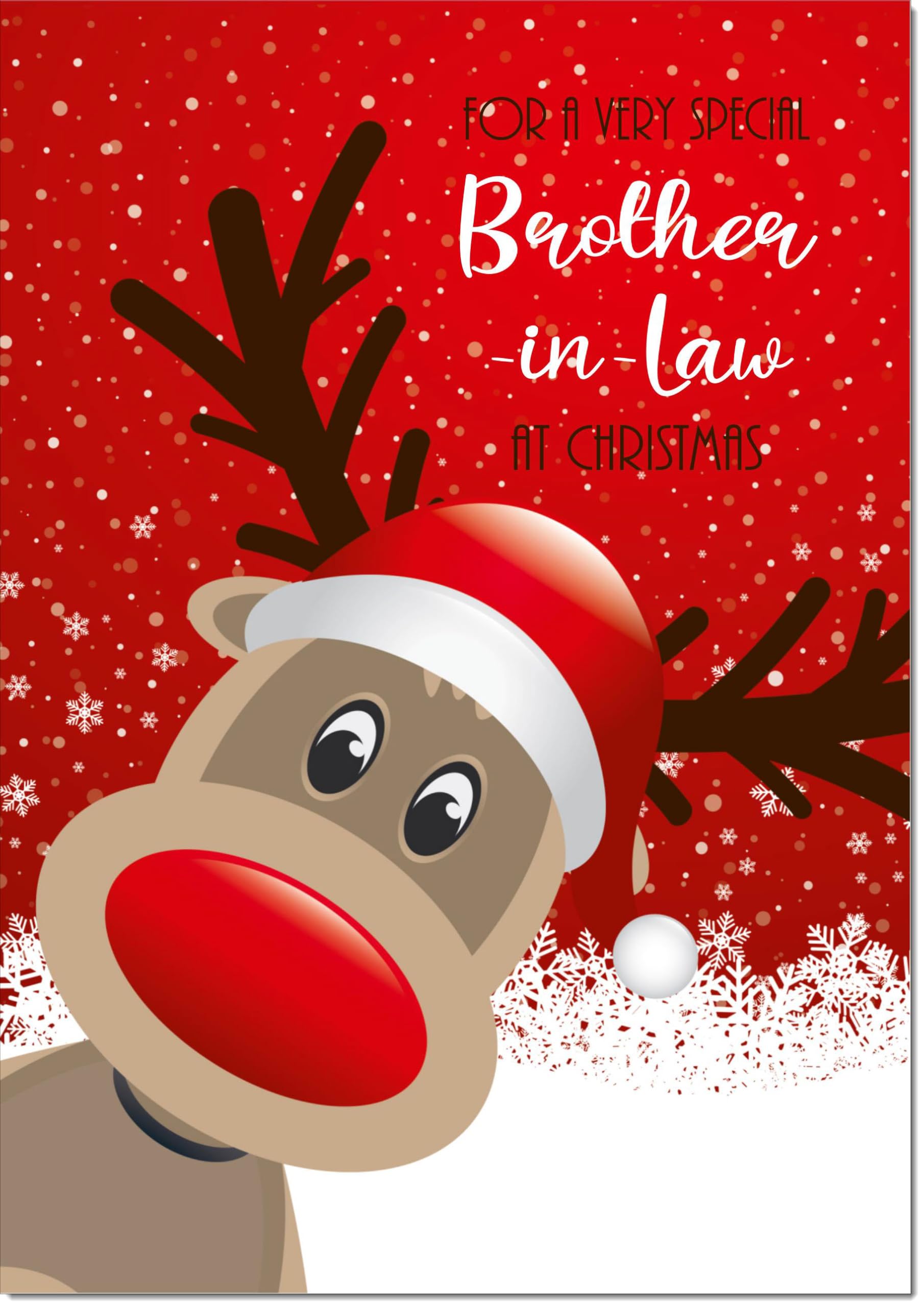 doodlecards Brother in Law Christmas Card Rudolph in Snow Large A4 Size Christmas Card for Brother in Law with Plain Envelope — image 1