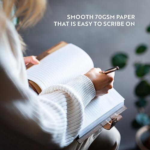 Miniatura 2 de Moonster Diario de cuero para mujer recargable  Diario espiritual para meditación, yoga, cuaderno bohemio, diario encuadernado en cuero de cristal