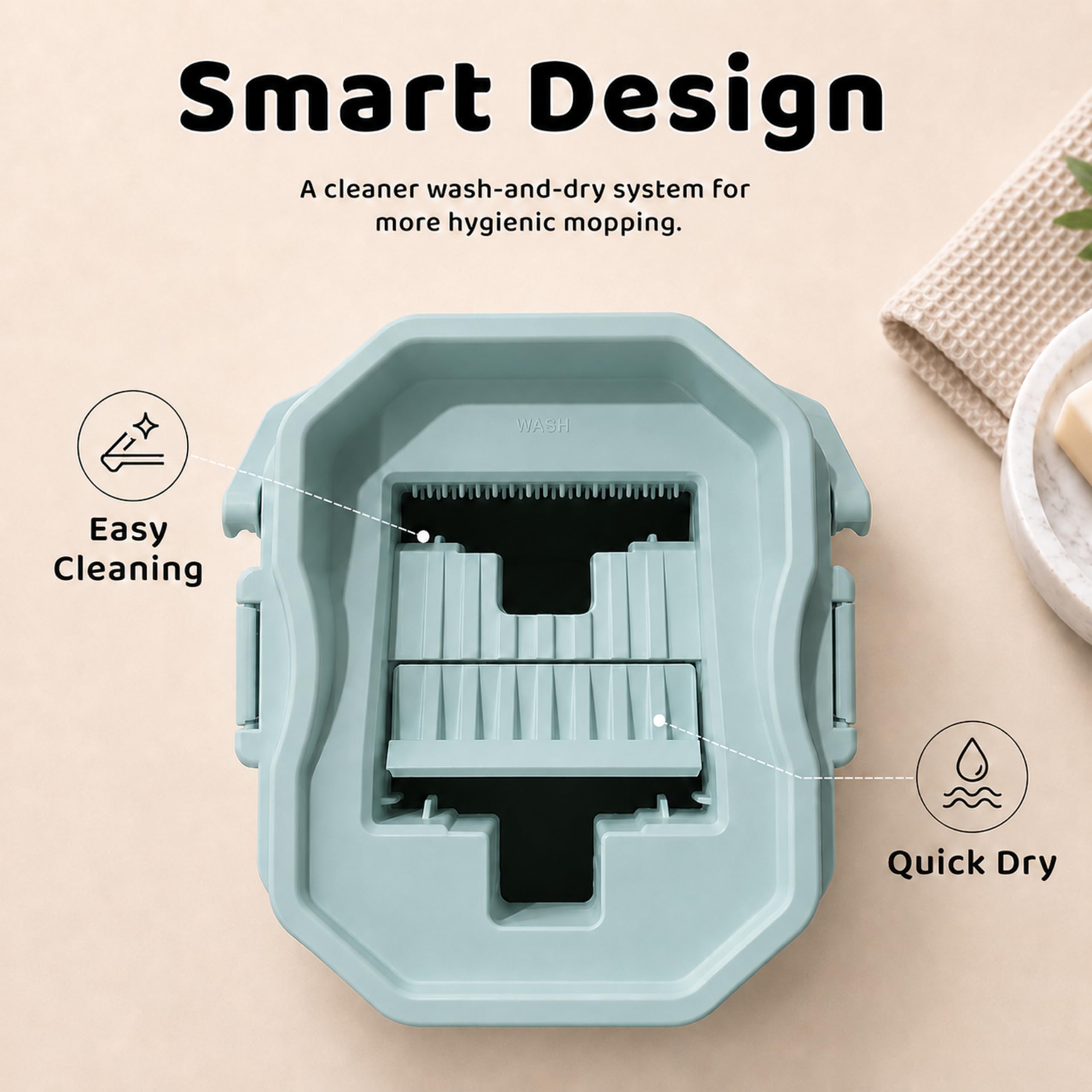 UPC 360° Rotating Microfiber Mop - Hands-Free Cleaning -2