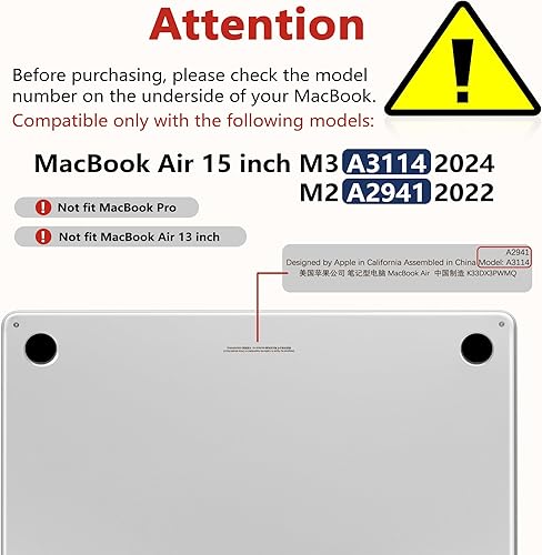 Miniatura 2 de CAMPLALA Funda compatible con MacBook Air 2023 de 15 pulgadas, modelo A2941 con chip M2, carcasa rígida y cubierta de teclado, protector de pantalla