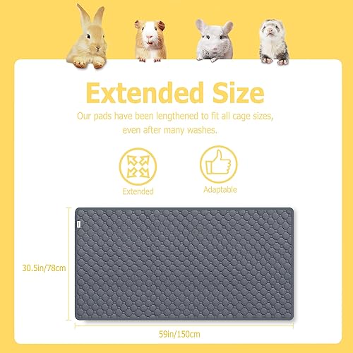 Miniatura 3 de C&C 2 x 4 forros lavables para jaula de conejillos de indias, impermeables, reutilizables y antideslizantes, súper absorbentes, para animales