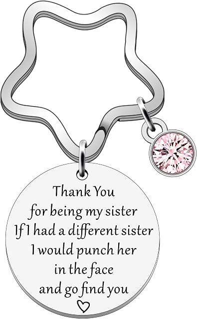 JETTOP Sister Gifts Sister Keyring Gifts for Sister from Sister Birthday Christmas Presents Punch Her Face
