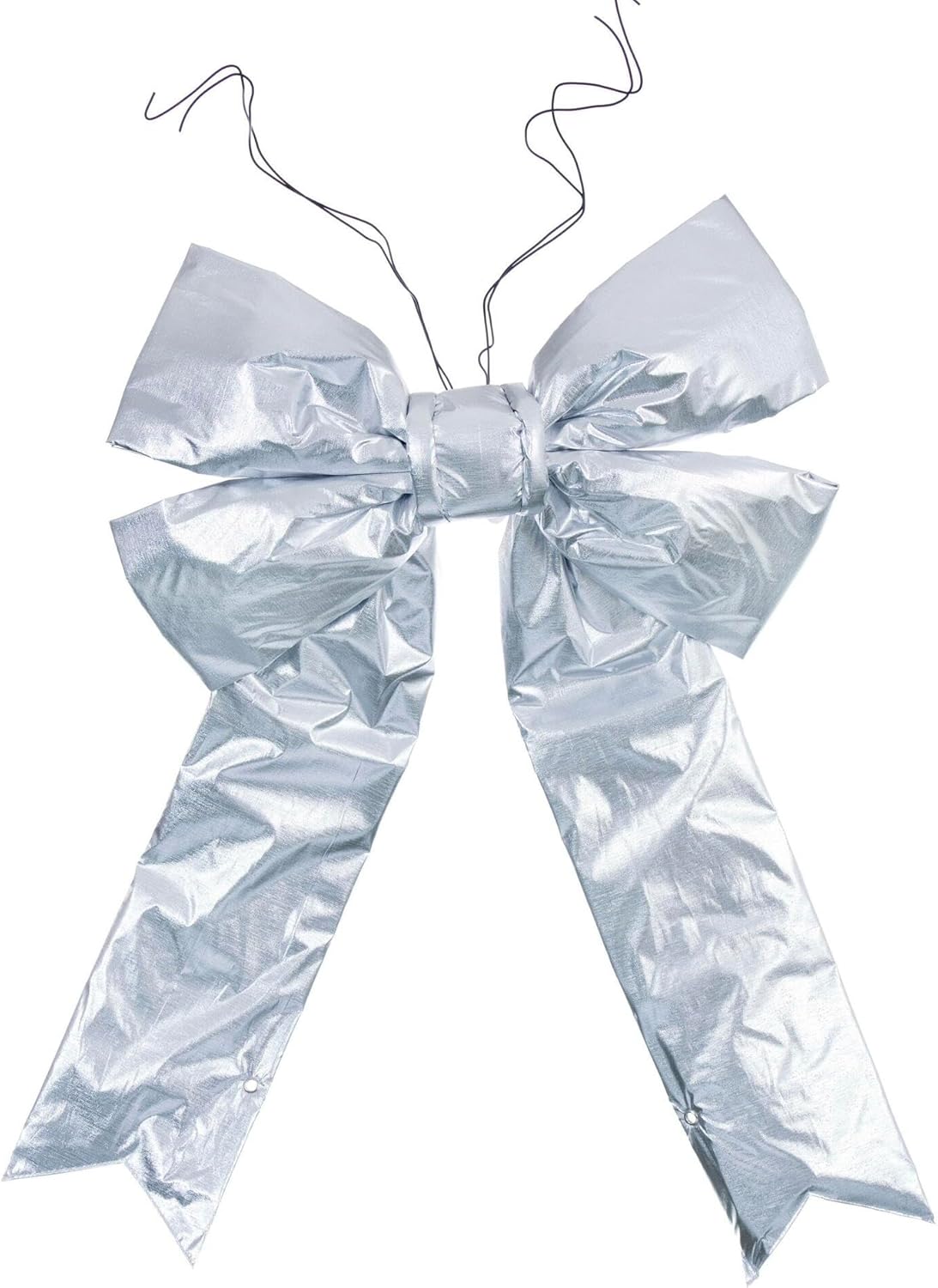Vickerman 24" x 30" Silver Metallic Outdoor Christmas Bow with UV Treated Material and Wire to Hang.
