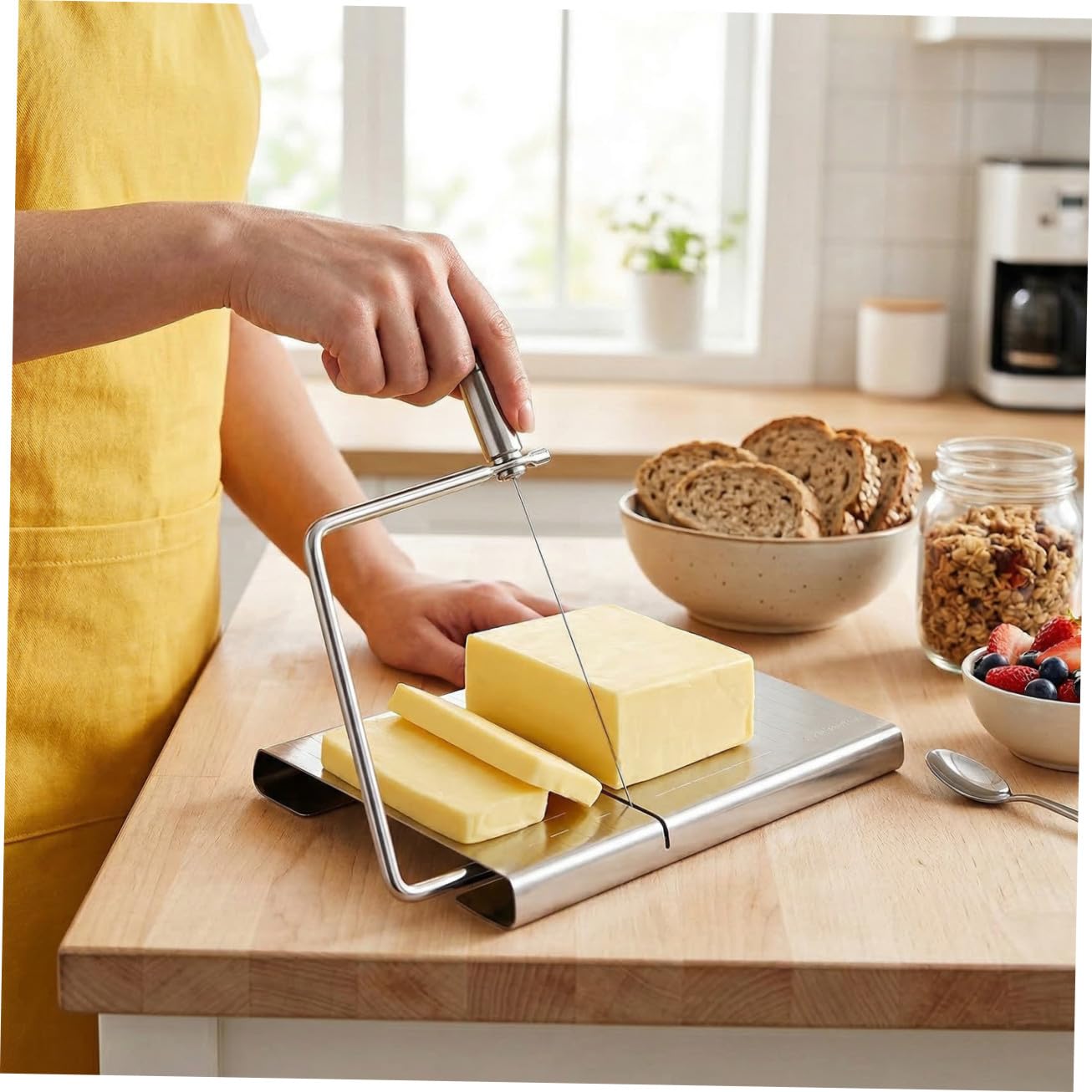 TOYANDONA 5 Stück Edelstahl Käsehobel für Blockkäse mit Ergonomischem Griff Handlicher Butter Käsedrahtschneider Kompakter Käseschneider für Partys und Dinner Einfach zu Handhaben und Sicher