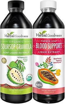 Herbal Goodness Soursop Leaf_Papaya Blood Support Immune & Cleanse Duo_Bundle_2bottles12oz