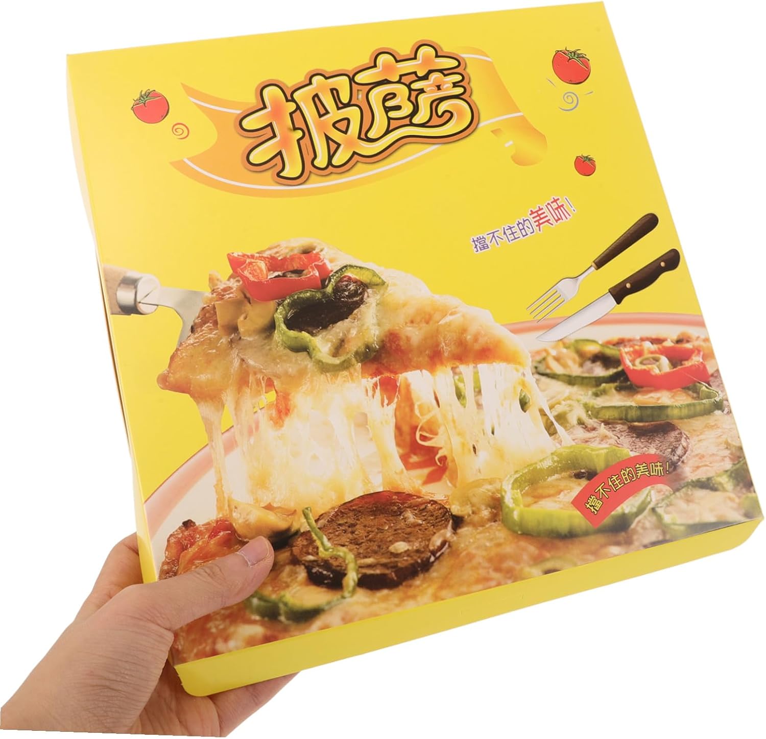 DECHOUS 40pcs Small Handheld Pizza Boxes Kraft Corrugated Cardboard Takeaway Containers for Pizza Party Favors and Food