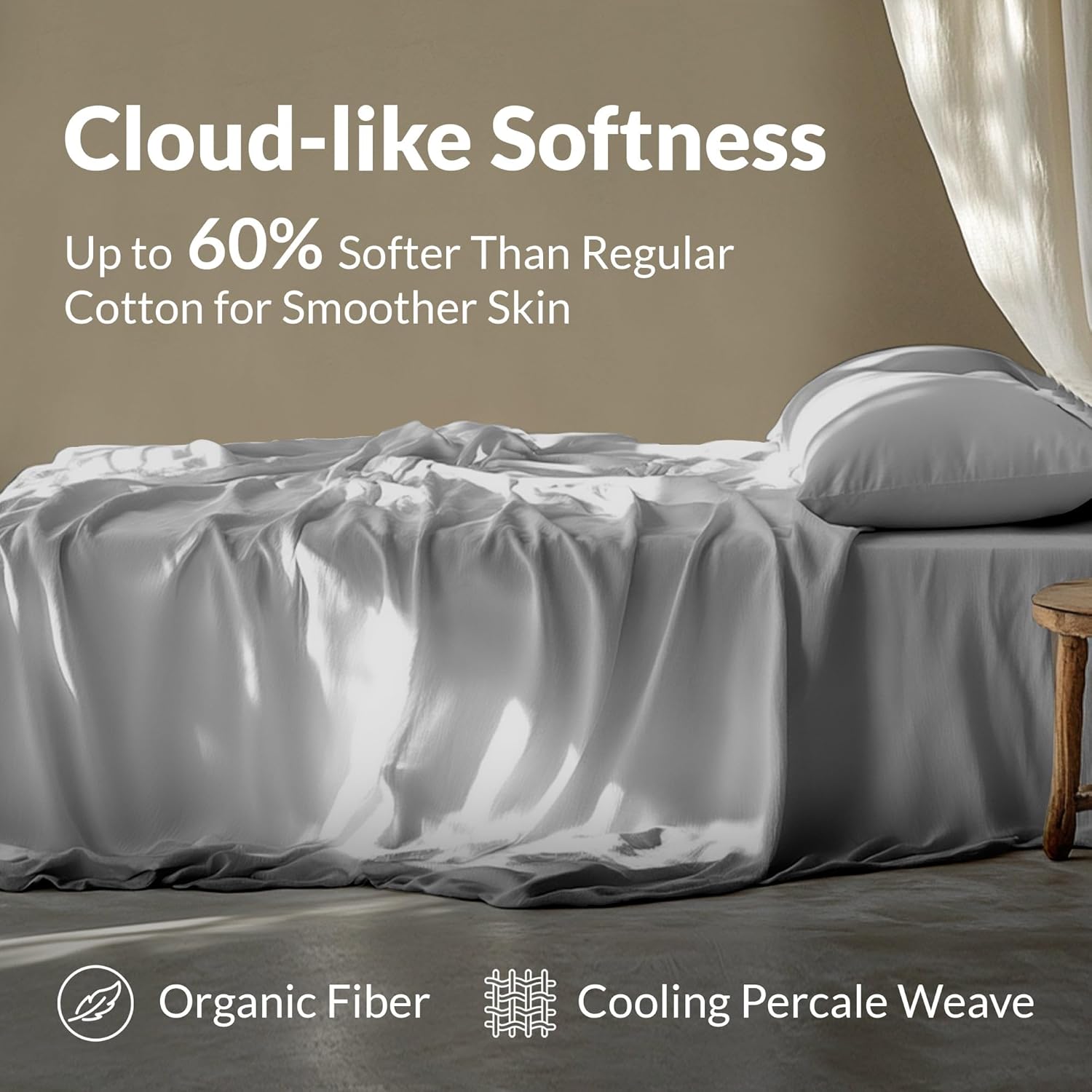 100% Cotton Percale Sheets King Size - Cool & Crisp Hotel Feeling, Breathable, Softer After Each Wash, Fitted Sheets with Deep Pockets, Double-Elastic & Corner Straps, Z-Hem Luxury Stitching - Image 6