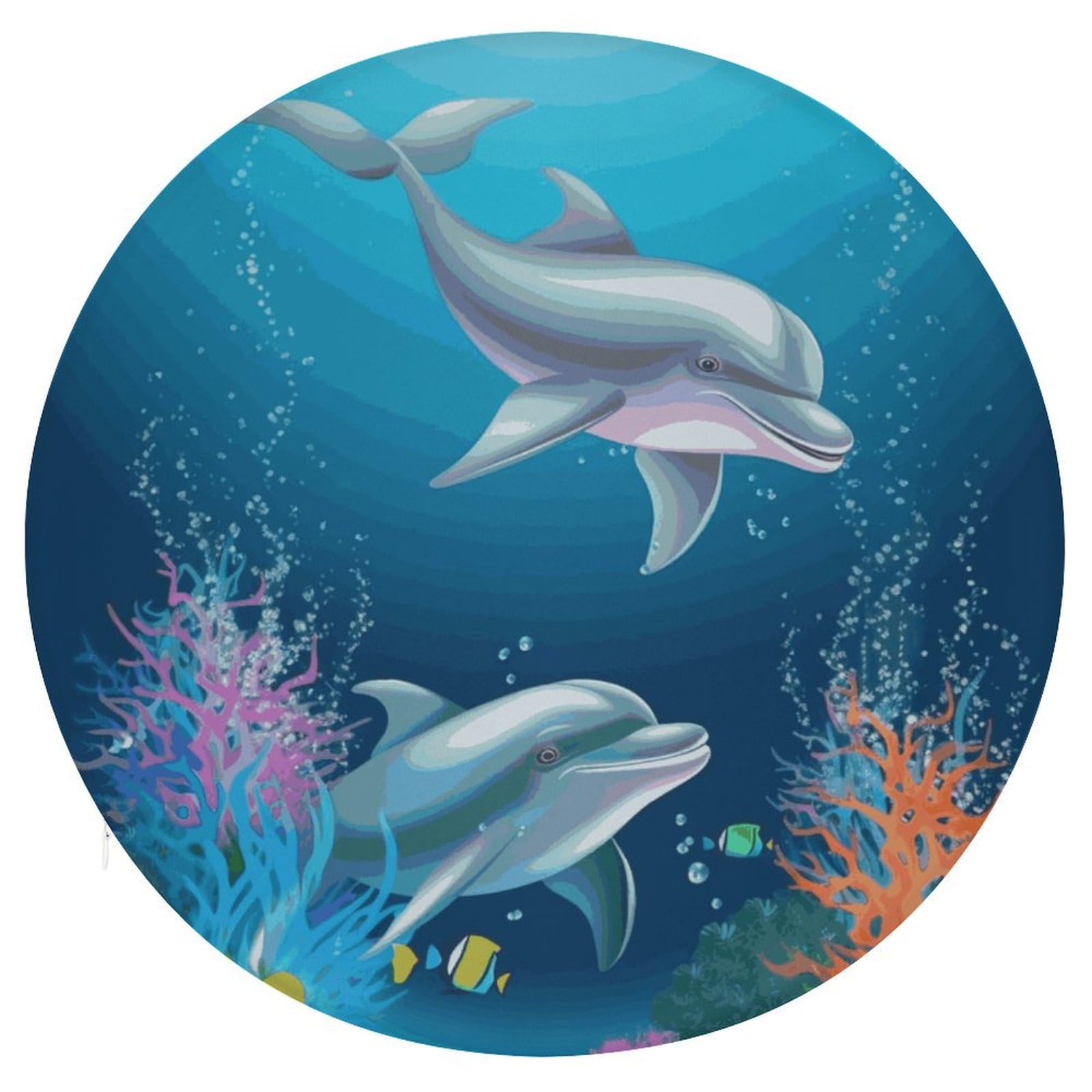 Coussin de siège rond mémoire de forme motif dauphin poisson