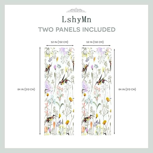 Miniatura 3 de CLWYMN113 - Cortina de ventana con estampado floral de pájaros en rama, con ojales, para oscurecer la habitación, para habitación, sala de estar,