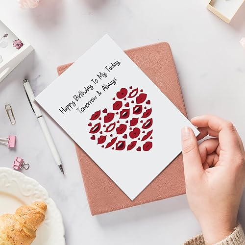 Miniatura 6 de Tarjeta romántica de cumpleaños para novio, novia, él y ella, dulce tarjeta de cumpleaños para marido y esposa, feliz cumpleaños a mi hoy mañana y