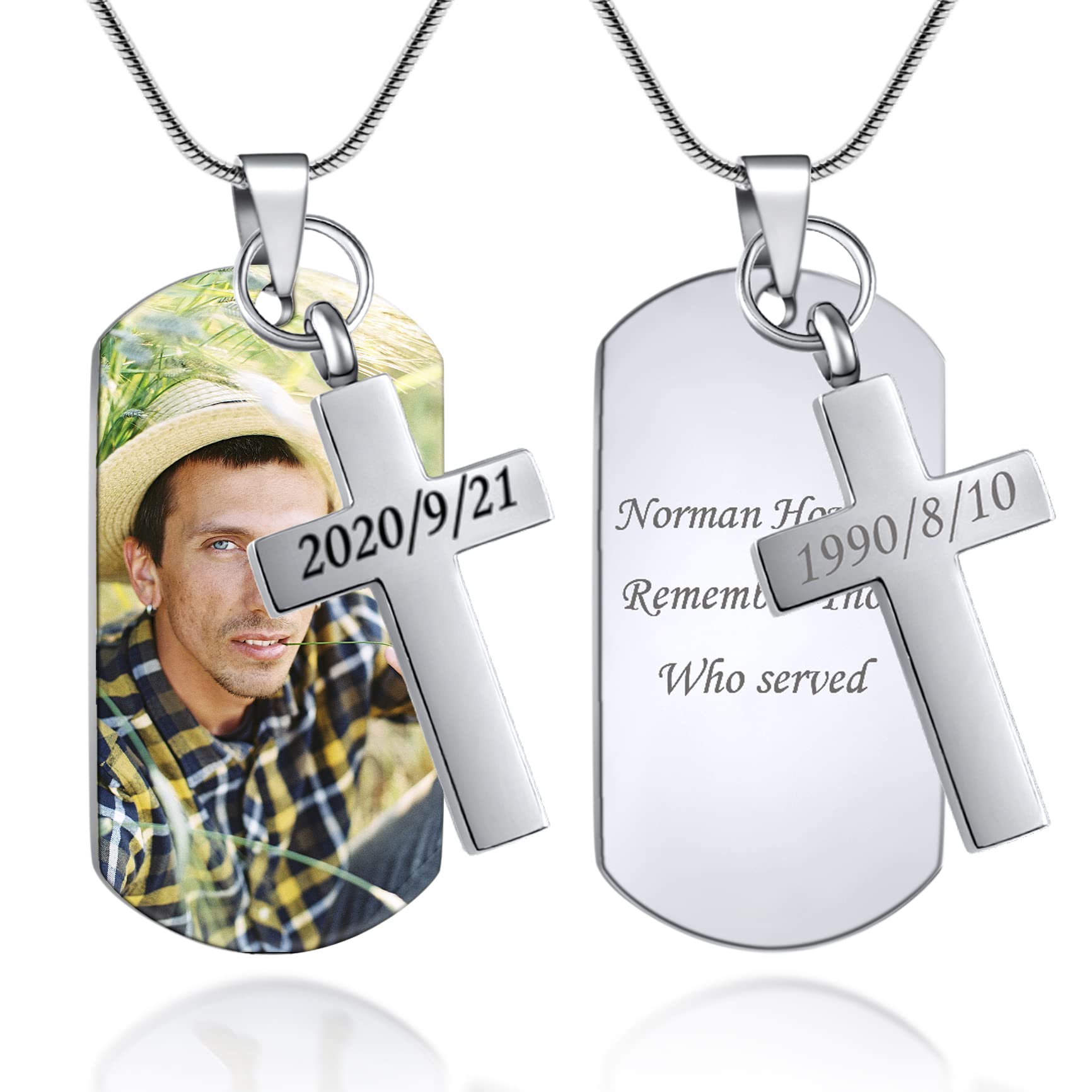 Farfume Custom Lockets for Ashes, Personalized Heart Ash Necklace Jewellery with Photo & Text - Keepsake Urn Necklace for Human/Pet Ashes (Silver-Cross) — image 1