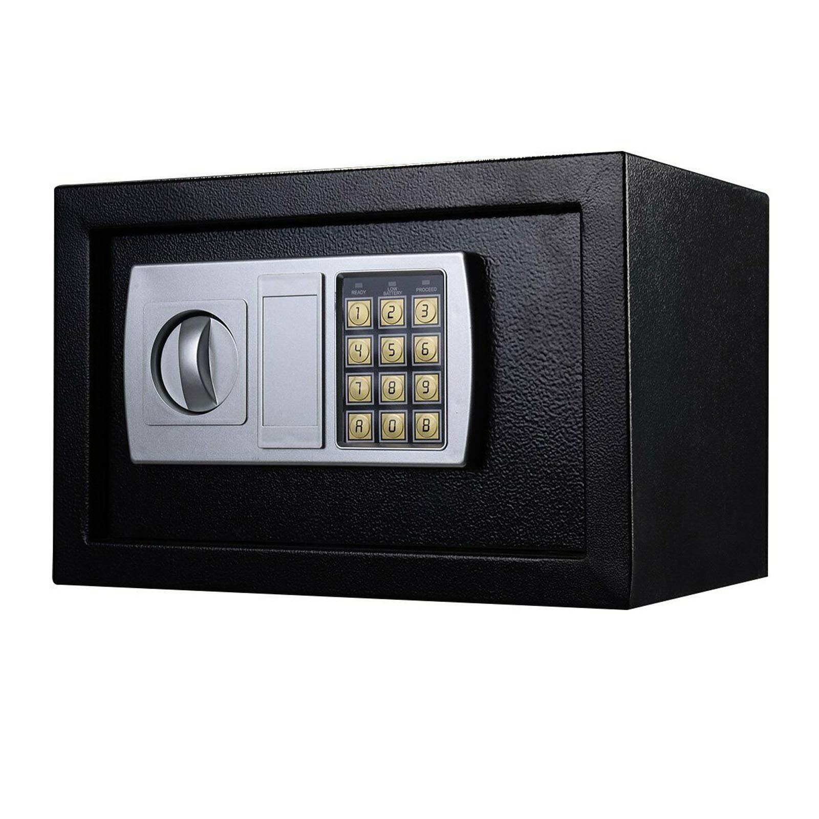 Caja de seguridad electrónica digital de 8,5 litros, color negro con código y llave para almacenar objetos valiosos en casa oficina cualquier habitación mediana 31 x 20 x 20 cm