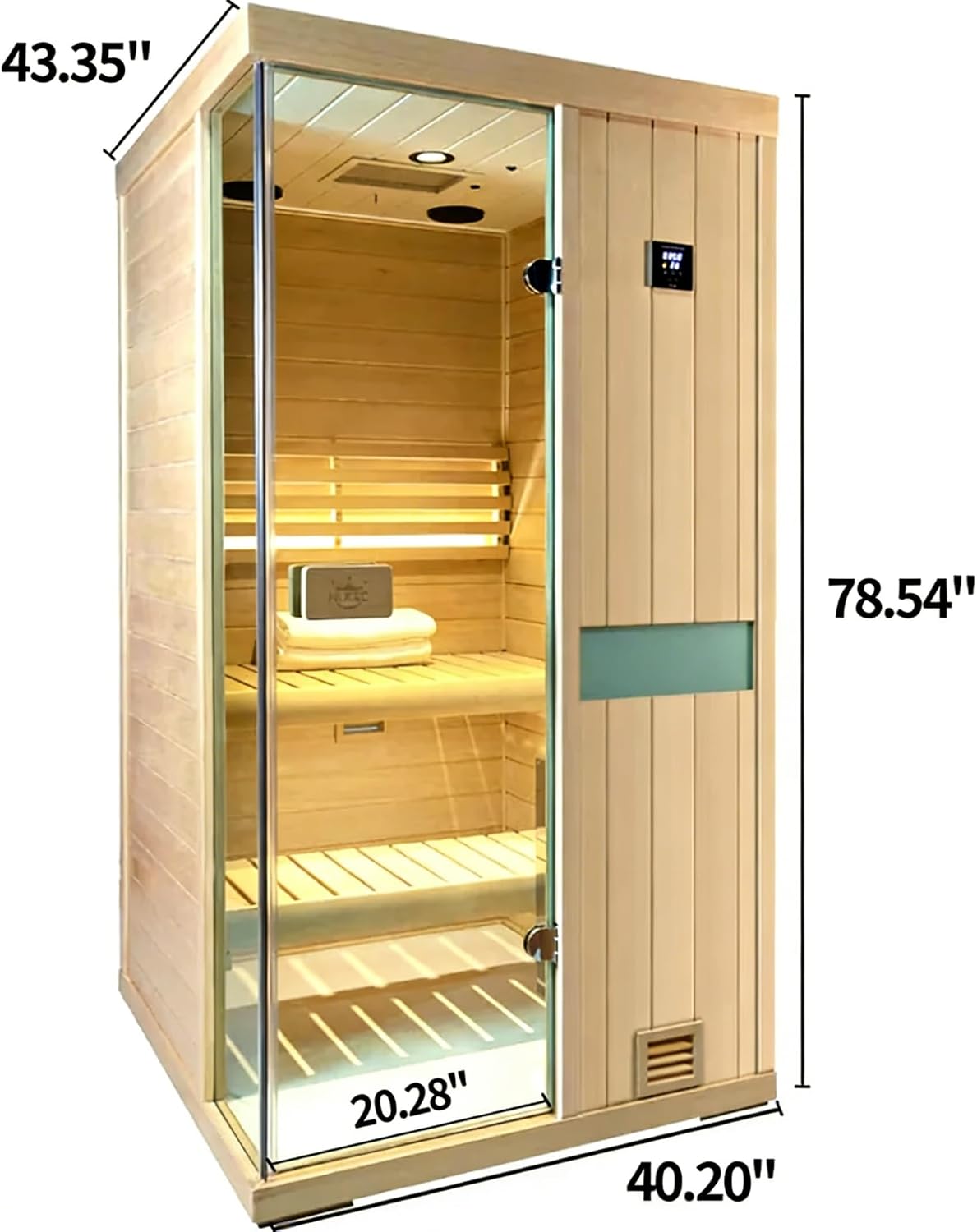 1 Person Sauna at Home - Indoor Sauna steam Wood with Negative ions and 660nm red Light Therapy for Home, 40.20"x43.35"x78.54"