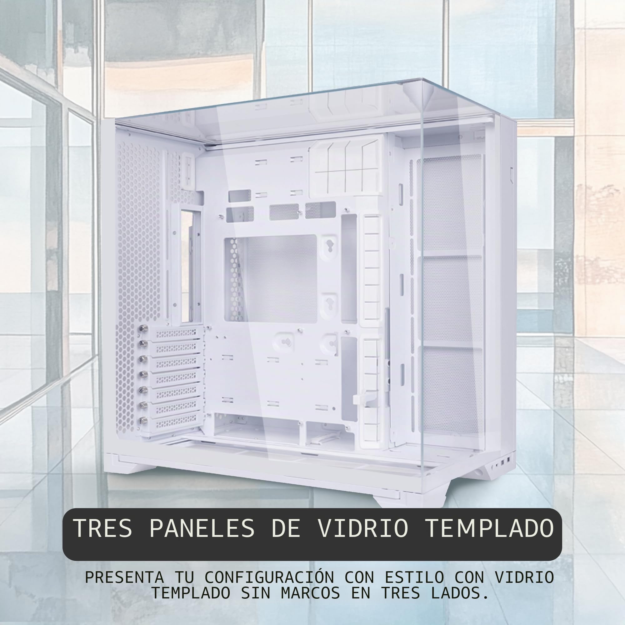 Lian Li O11 Vision Compact ATX Mid-Tower Gaming - Carcasa para PC de Aluminio y Vidrio Templado, Color Blanco