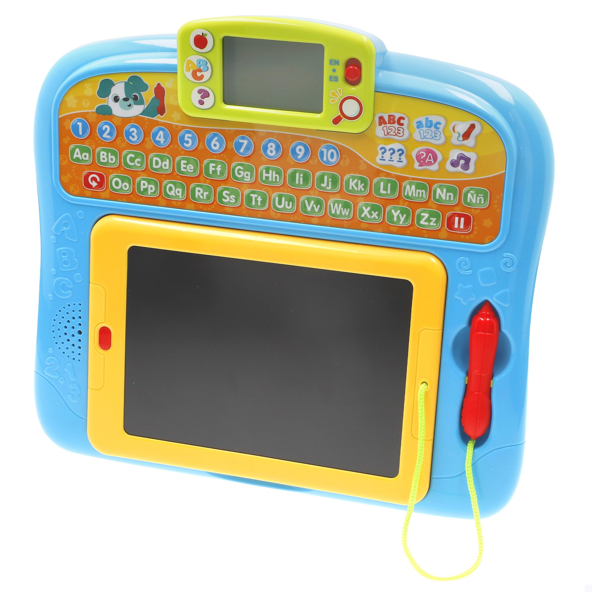 winfun Tablet interactiva Juguete, Bilingüe, Funciones de Aprendizaje, Números y Letras, Ortografía, Música, Juegos interactivos, Panel Dibujo extraíble, Español e inglés, +18 Meses (39372)