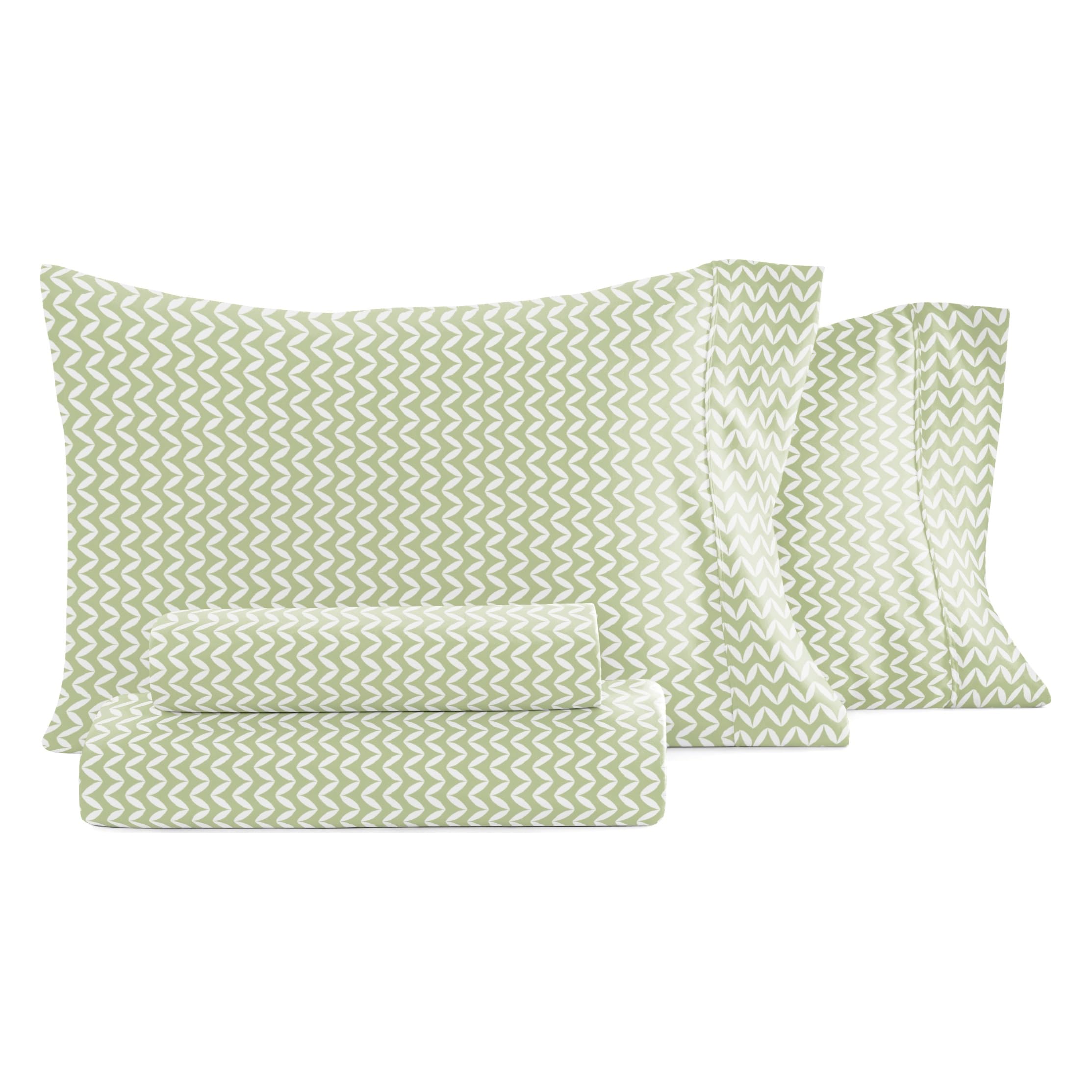 Linen Market Double-Brushed Patterned Microfiber King Sheet Set 4 Piece โ Oeko-TEX Certified Ultra Soft & Wrinkle-Free - 16" Deep Pocket Sheets - Easy Care King Size - Puffed Chevron Sage