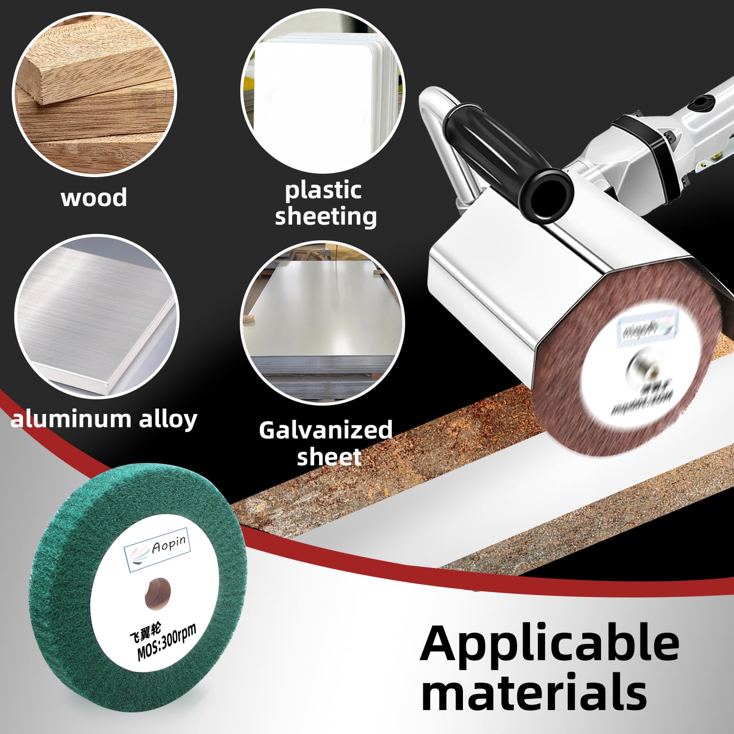 1Pcs 8 Inch 240-320 Grit Nylon Non-Woven Fabric Wheel, 2" Thickness for Surface Treatment of Wood, and Metal, with Adjustable Roller Polishing On the Polishing Machine,Green