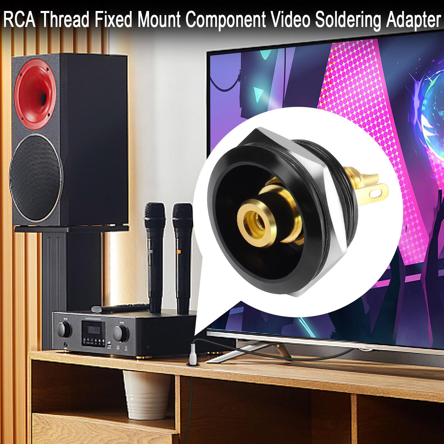 QIANRENON Vergoldet RCA Eingebettet Gewinde Runder Adapter, RCA