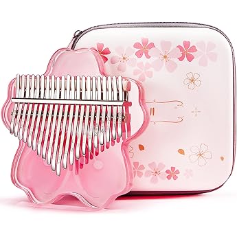 21 Tasten klar Kalimba Daumenklavier Komplettpaket Sakura Shape Transparent Crystal Kalimba 17 Key mit EVA-Schutzh lle Professionelle Musikinstrumente PINK21KEYS