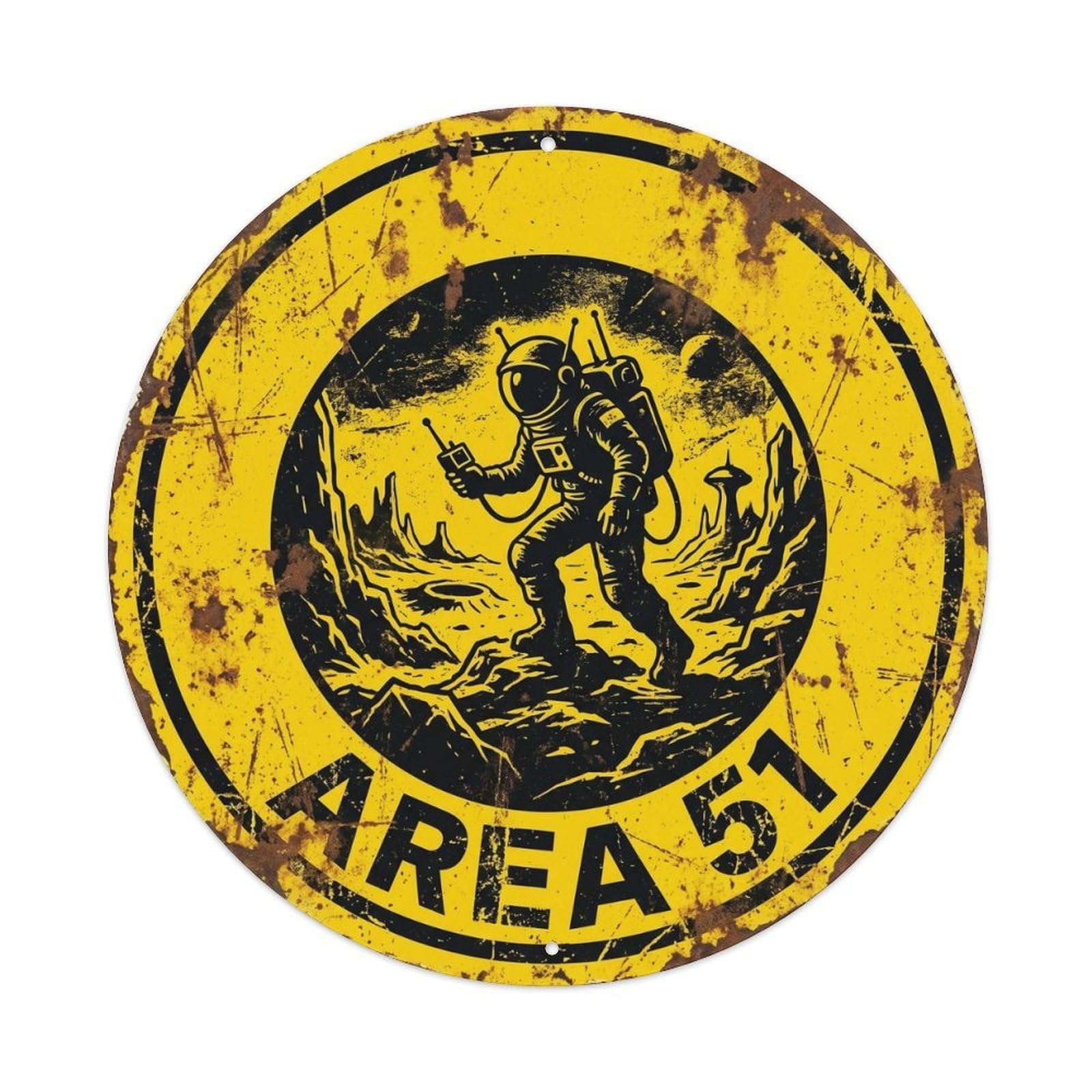 UFO Area 51 Astronaut Alien Planet Exploration Metal Tin Sign